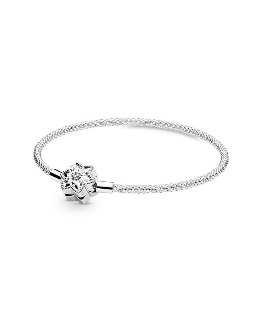 PANDORA Moments Silver Cz Mesh Snowflake Bracelet in White | Lyst