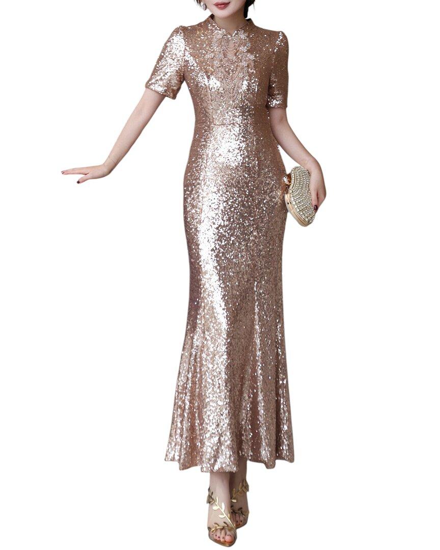 chinese dress ladies Kevin Pink Lace Maxi Dress - US 10