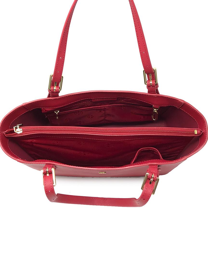 Tory Burch Emerson Small Leather Buckle Tote in Red - Lyst