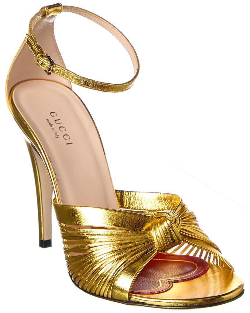 Gucci Crawford Metallic Leather Sandal | Lyst