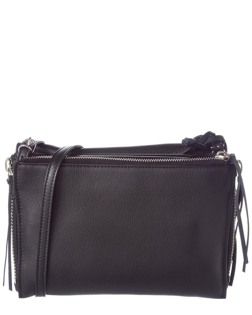 triple zipper black leather handbag — MUSEUM OUTLETS