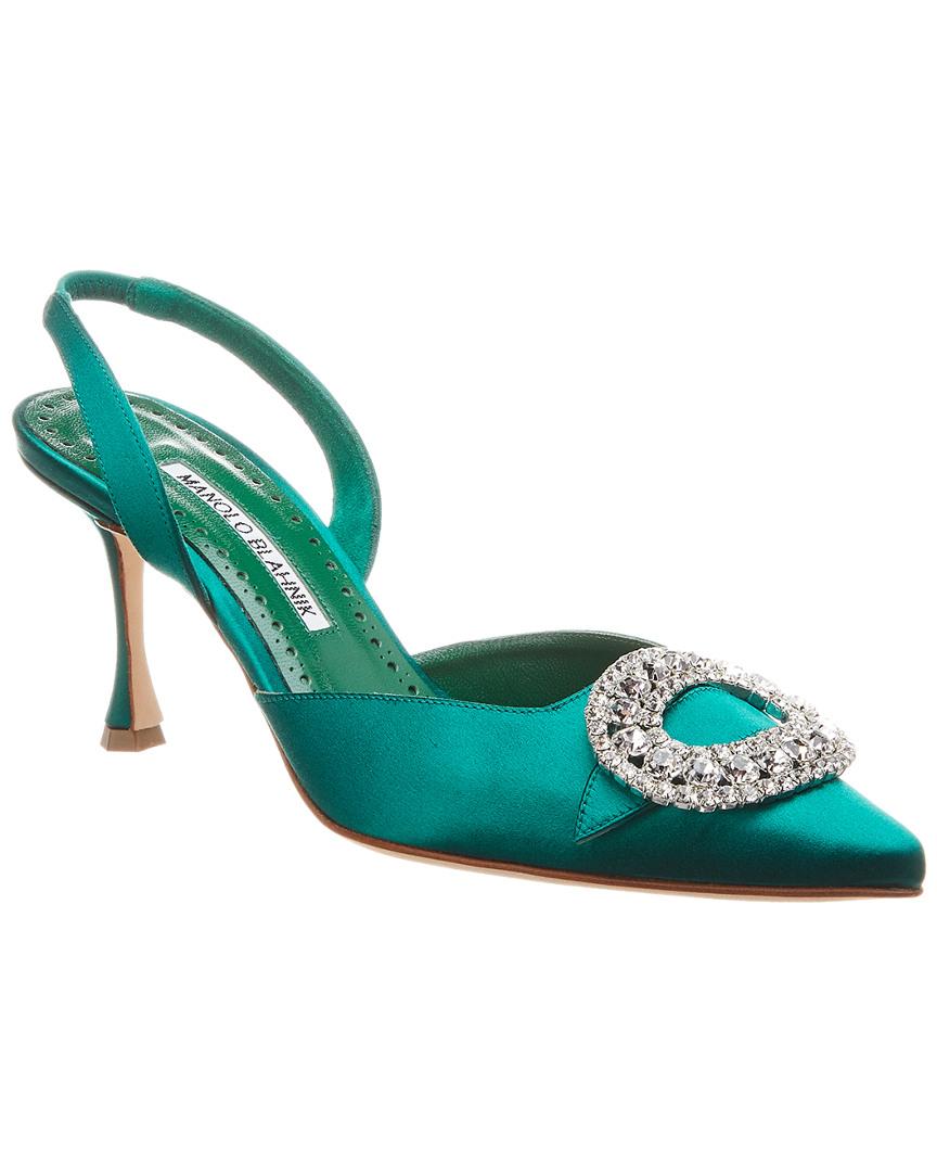Manolo Blahnik Fiboslac 70 Satin Slingback Pump in Green | Lyst Australia