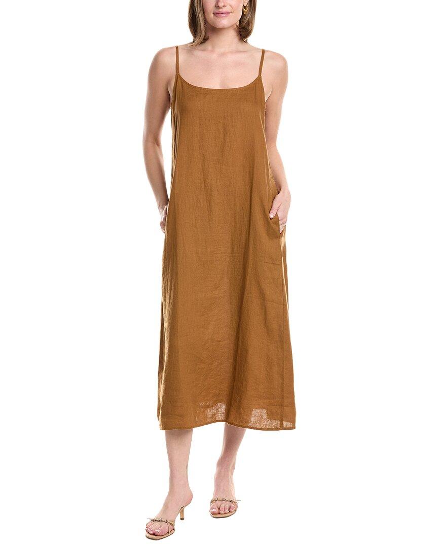 long linen sleeveless dress Lacy Sleeveless Linen Midi Dress in Straw By DISSH