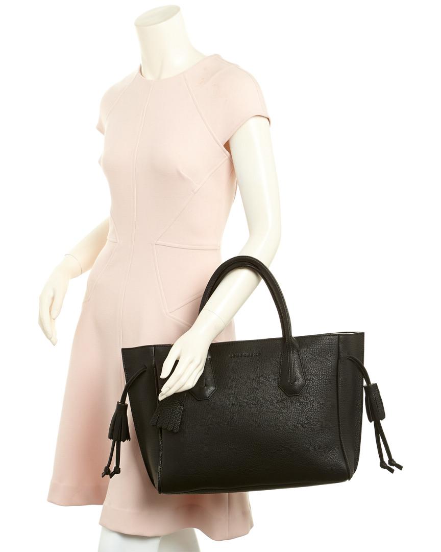 Longchamp Penelope Medium Leather Tote Bag in Black Lyst