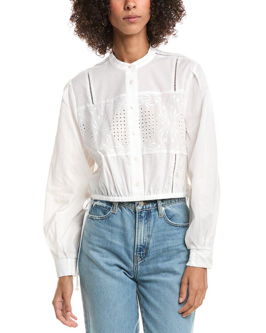 Chemise femme Derek Lam 10 Crosby boutonnée devant col blanc coton taille S