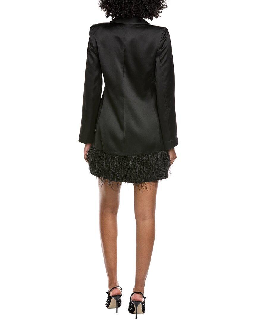 black satin blazer dress Sofia' Triple Belted Satin Blazer Dress