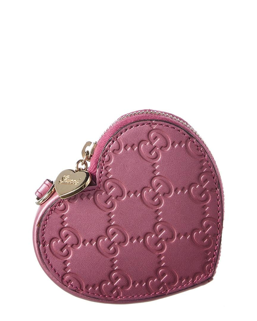 Gucci Pink Ssima Canvas Heart Coin 