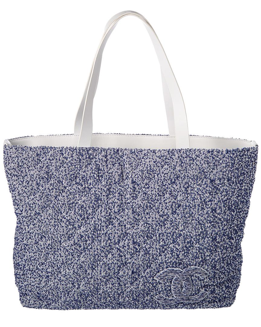 Chanel Blue Terry Cloth Tote With Towel