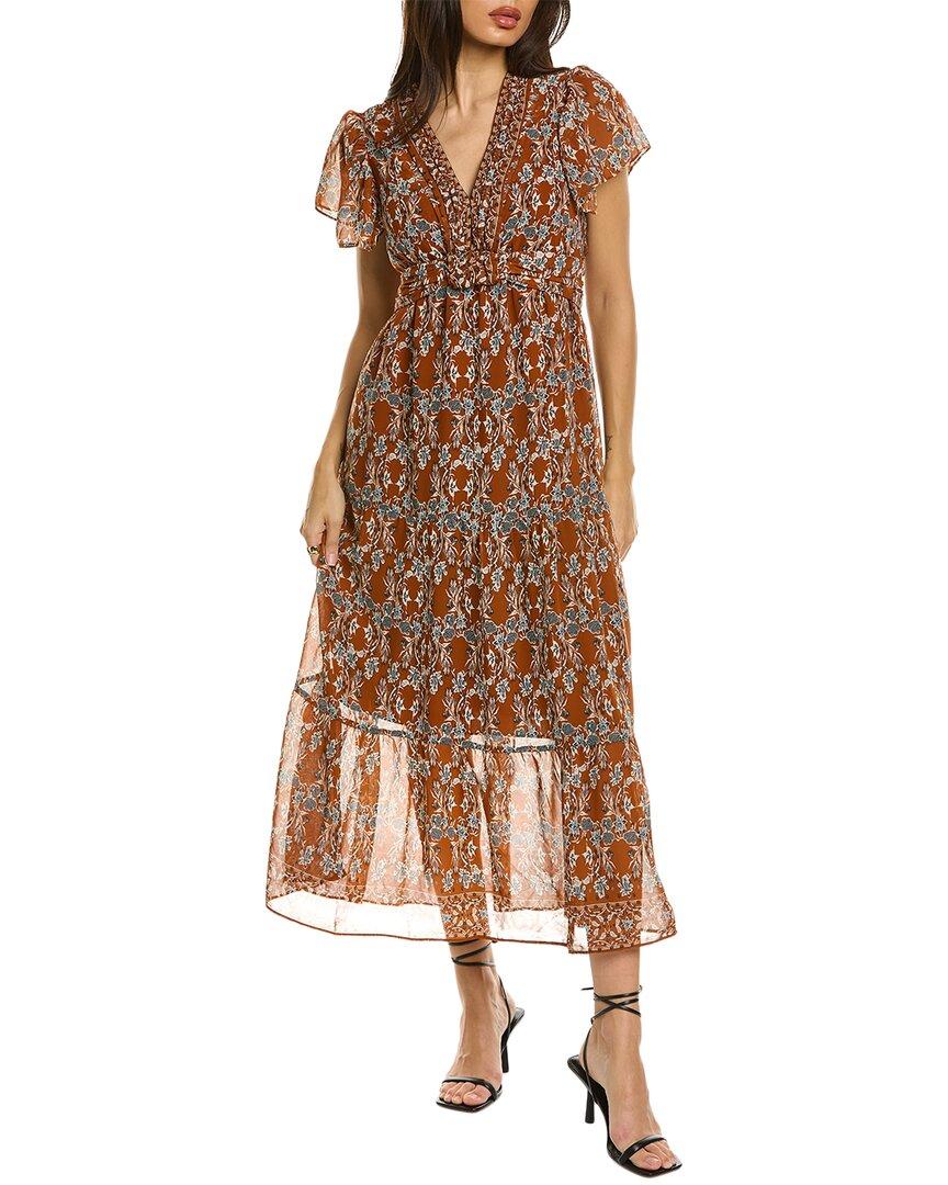 Max Studio V-neck Maxi Dress in Brown | Lyst