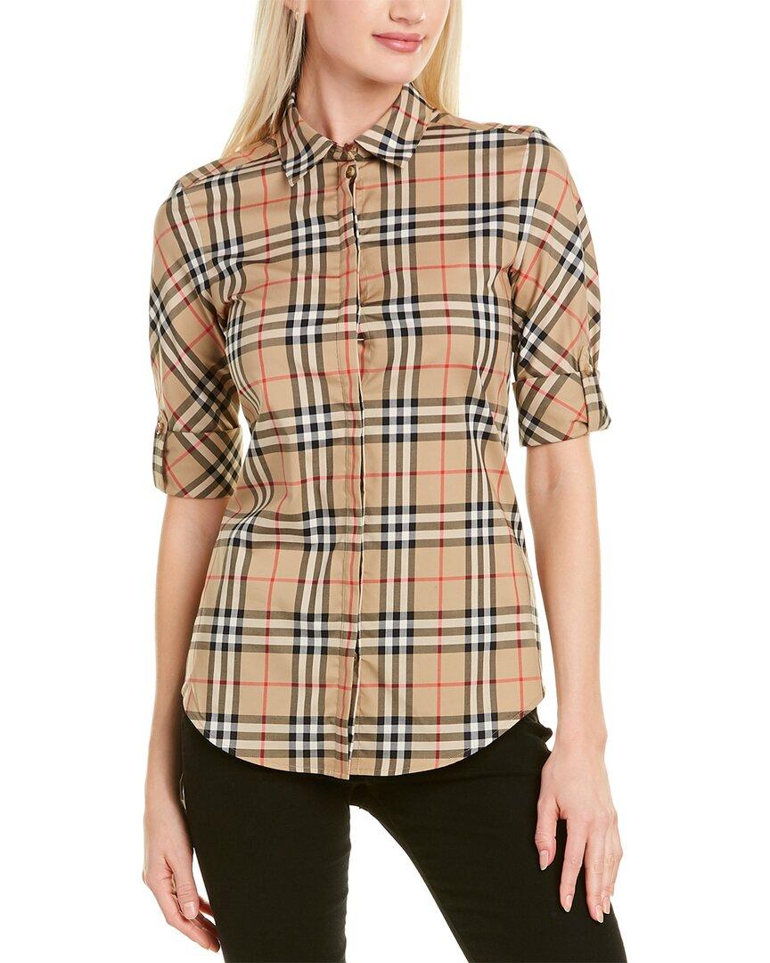 Burberry Luka Checked Stretch-cotton Shirt in Beige (Natural) - Save 31 ...