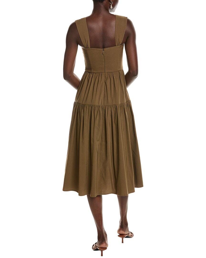 WeWoreWhat Strap Corset Linen-blend Midi Dress in Brown | Lyst