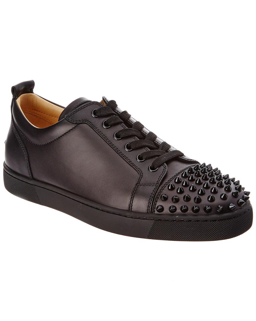 black leather louboutin trainers