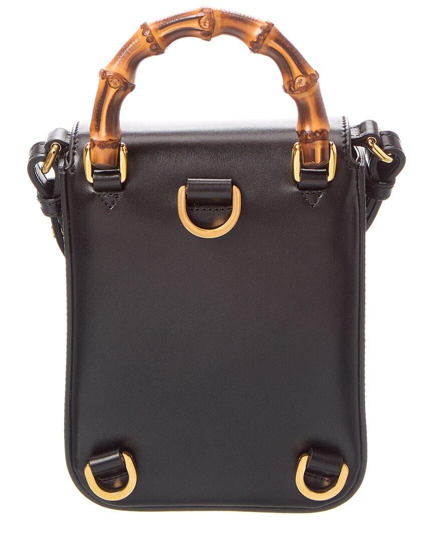 Gucci Leather Phone ポーチ gucci-Black-Bamboo-Mini-