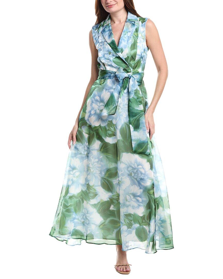 chinese dress ladies PRINTED LONG SLEEVE TIE NECK MAXI DRESS – JULIA JORDAN main image 0