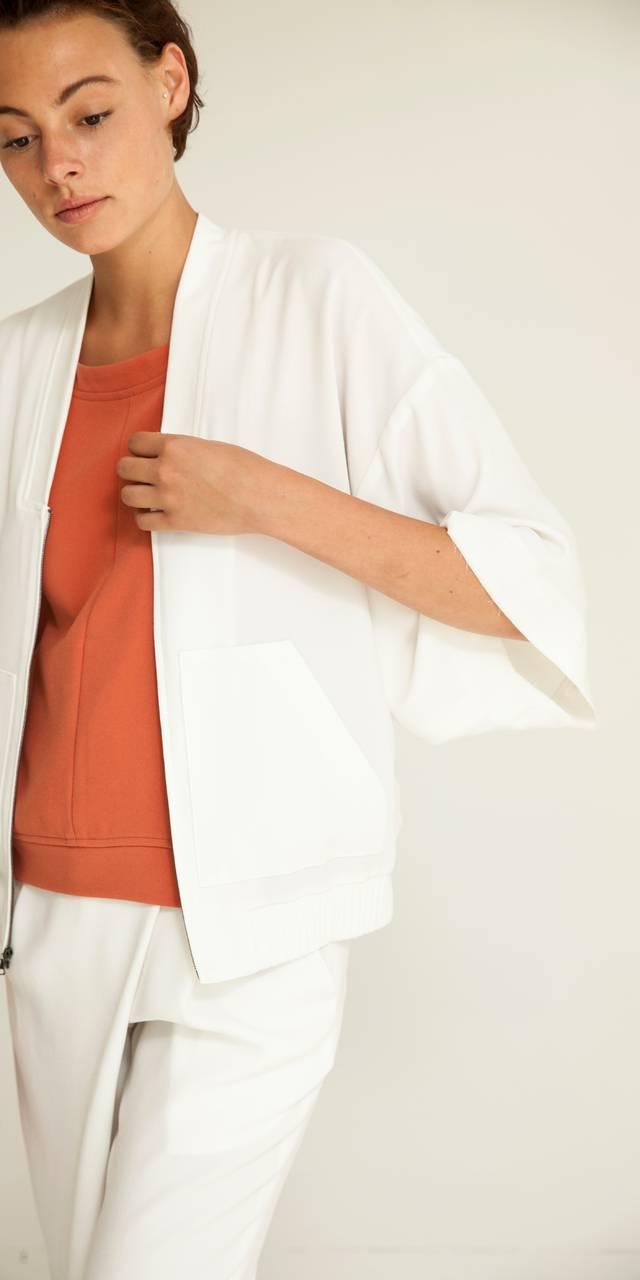 Lyst Schai White Crepe Kimono Bomber Jacket in White