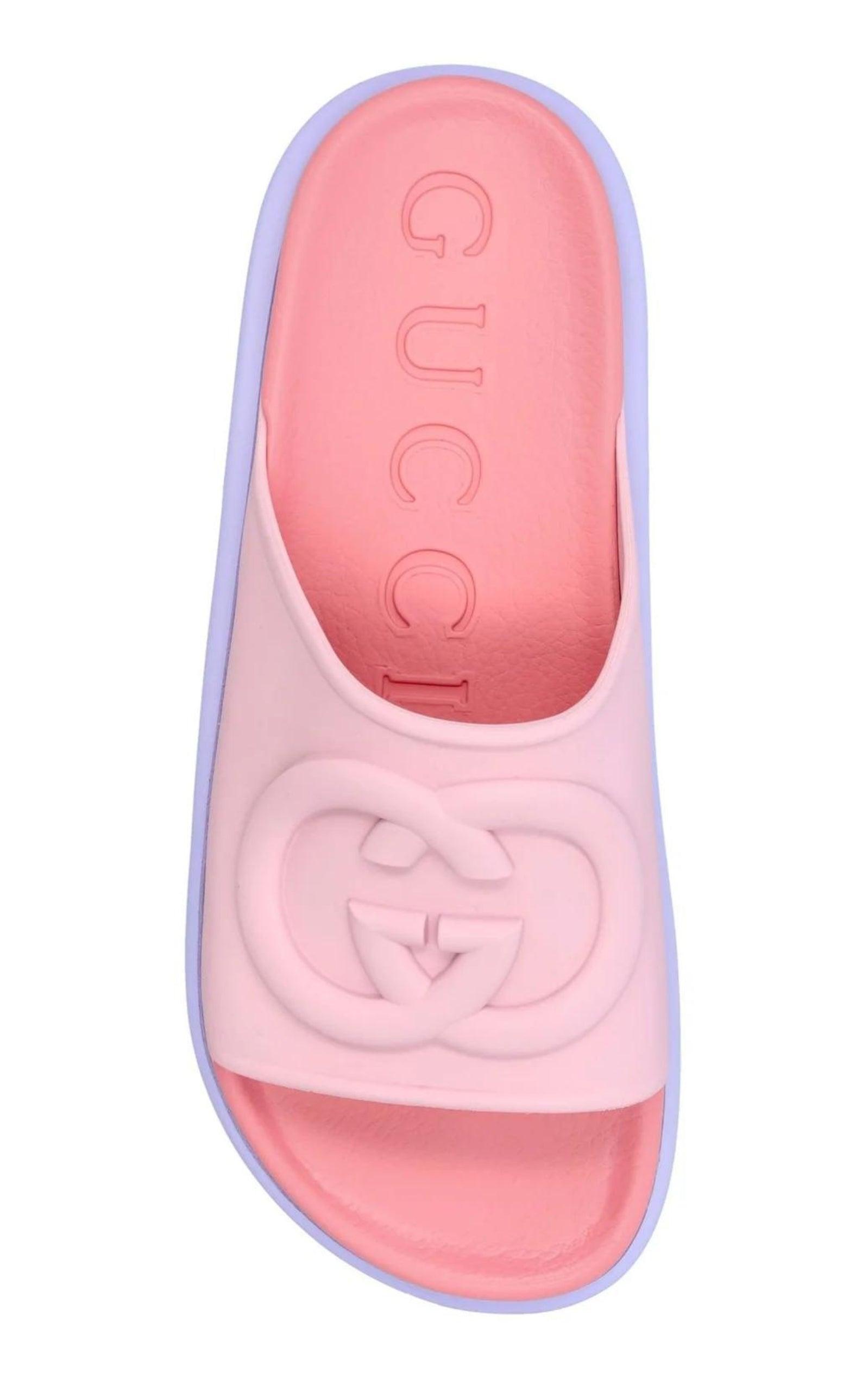 Gucci Miami GG Embossed Pink Rubber Slides in Purple Lyst UK