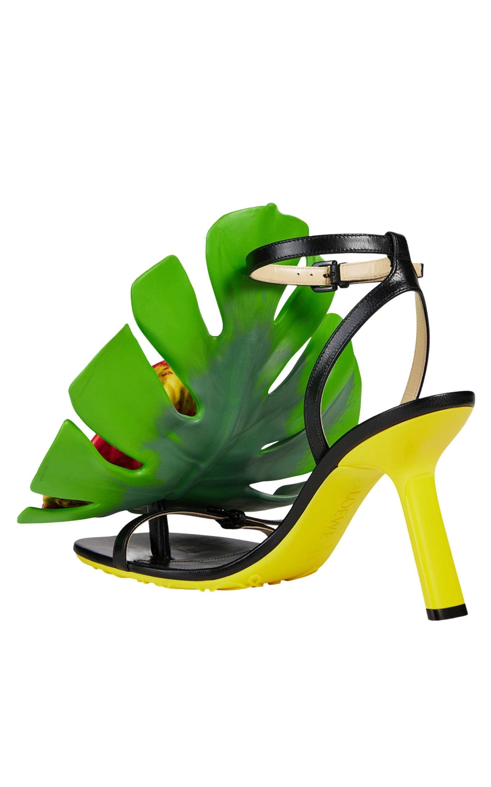 【送料&関税込】Loewe Petal Monstera Leather Sandals LOEWE Petal Monstera Leather Heeled Sandals in YELLOW | endource