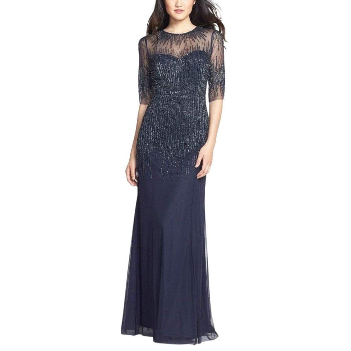 Adrianna Papell Synthetic Embellished Illusion Jewel Sheath Gown in Blue |  Lyst