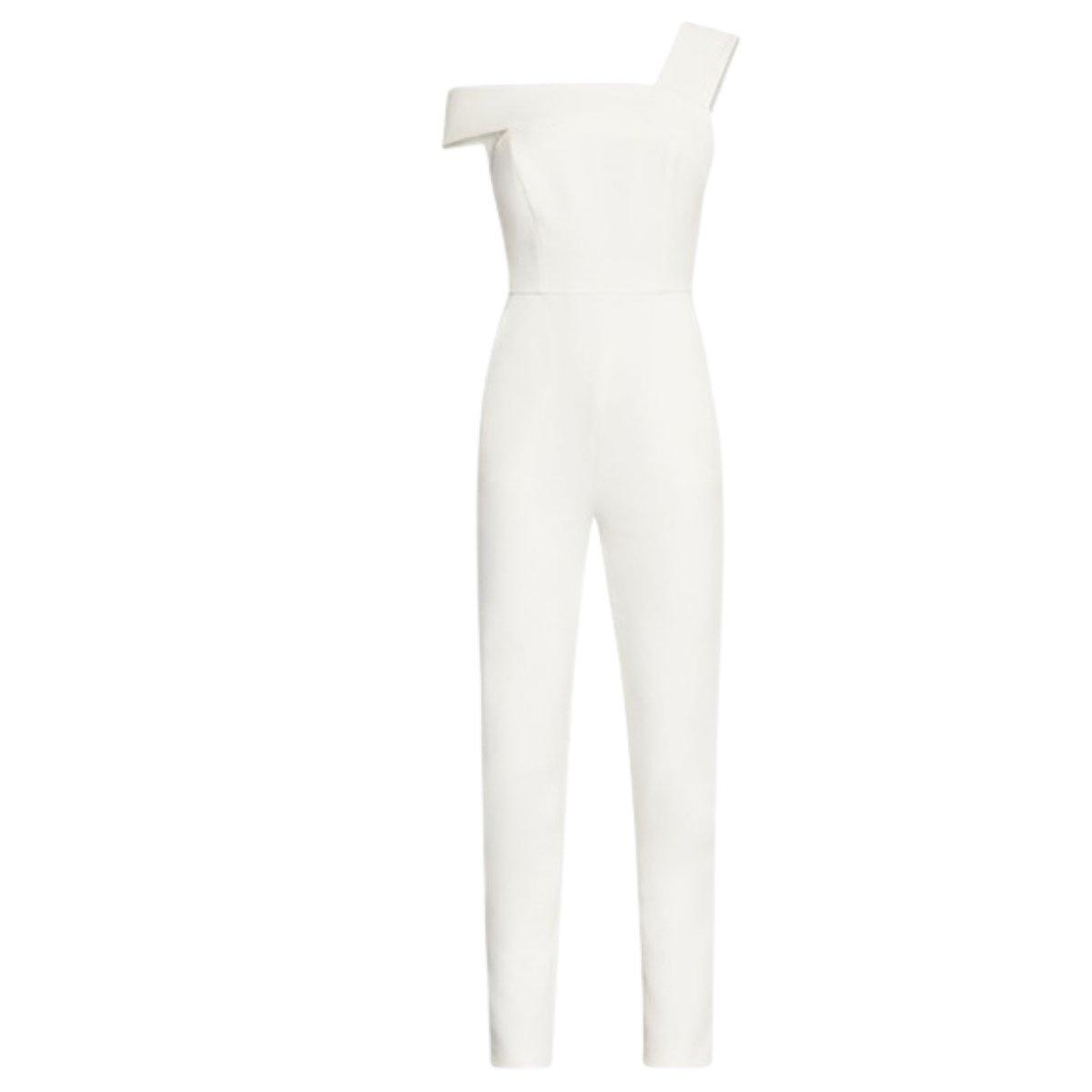 BCBGMAXAZRIA Synthetic White Haida One-shoulder Jumpsuit Womens Clothing Jumpsuits and rompers Full-length jumpsuits and rompers 