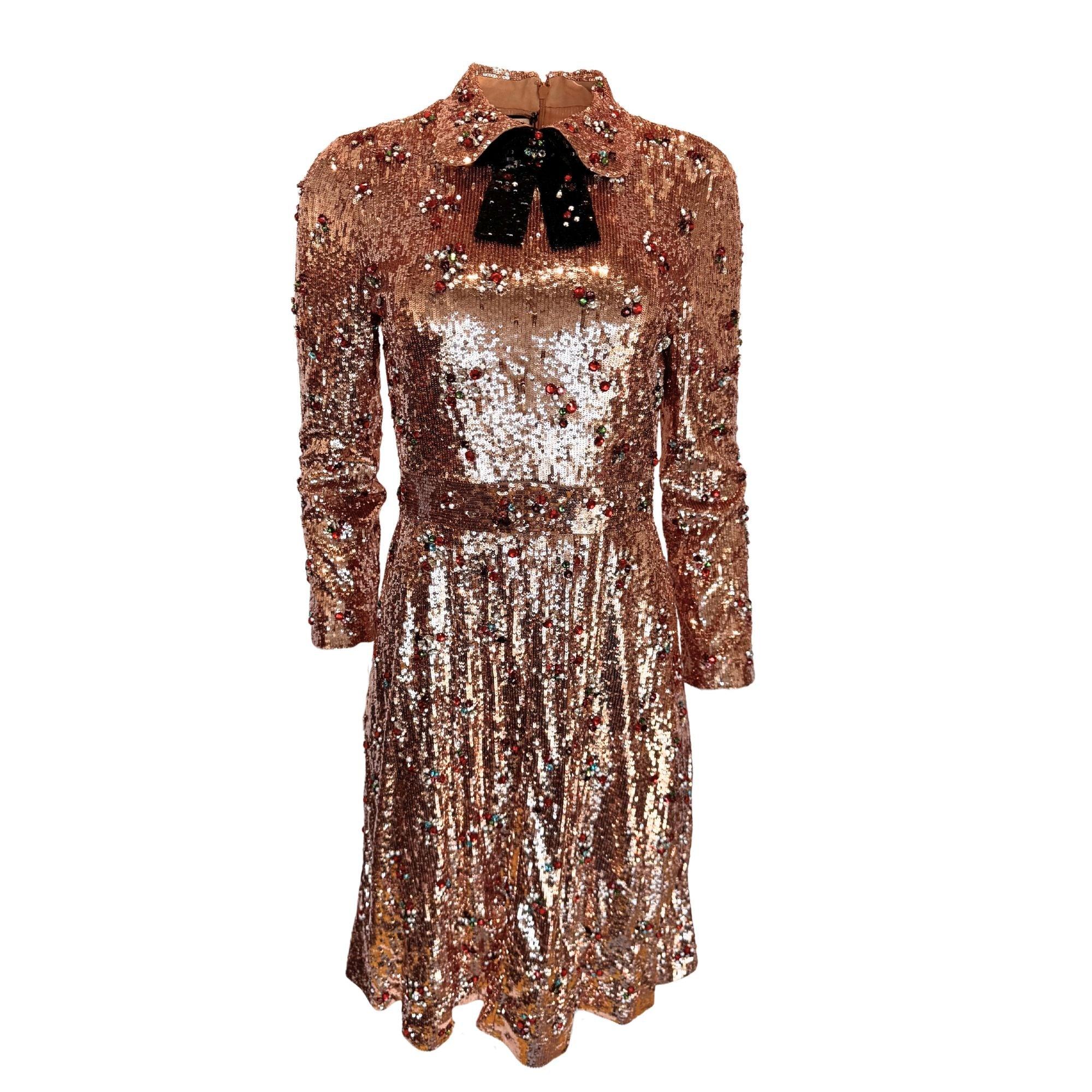 gucci pink sequin dress Gucci Crystal Embroidered Sequin Tulle Dress 42