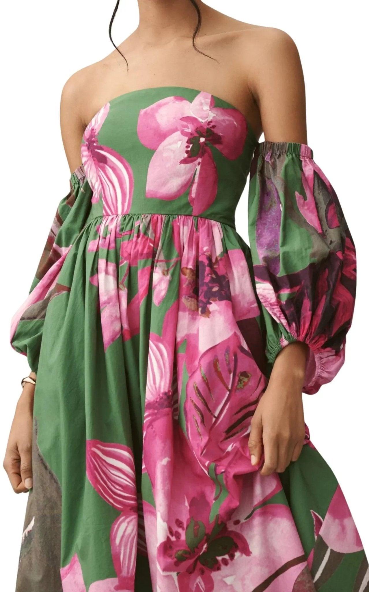 Anthropologie Off-the-shoulder Floral Printed Maxi Dress | Lyst