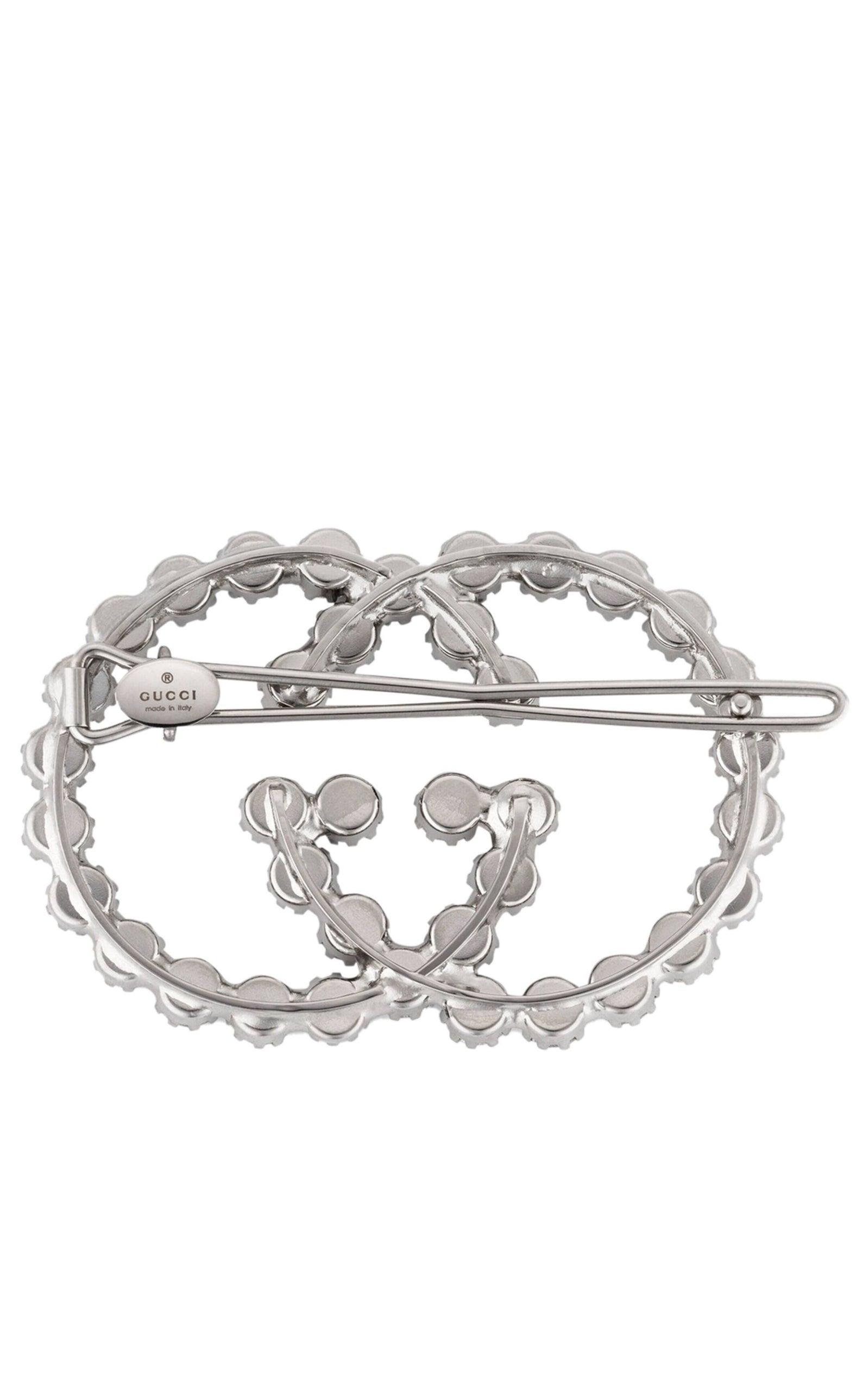 Gucci Crystal-embellished Interlocking G Hair Clip in White 