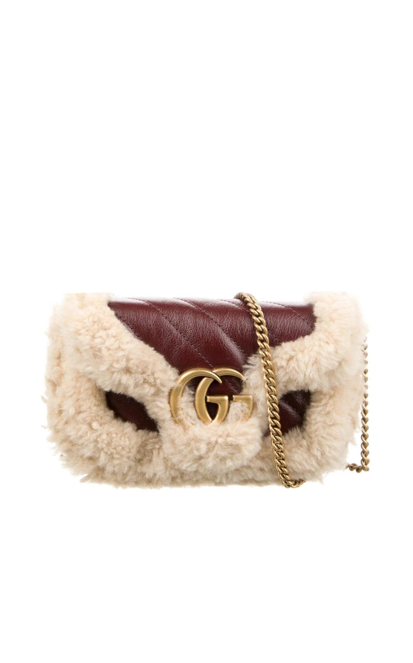ショルダーバッグ・ポシェット Marmont Super Mini Shearling Bag in Orange Gucci Marmont Super Mini Shearling Bag in Orange - Runway
