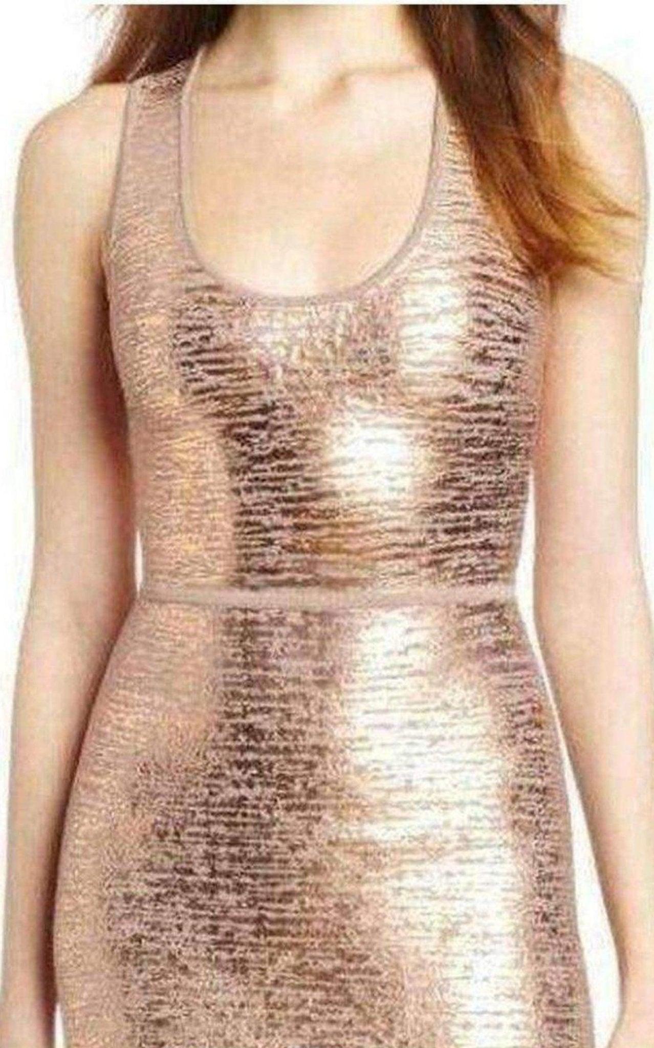 bcbg gold bandage dress Amanda Gold Bandage Strapless Formal Maxi Dress - US 8