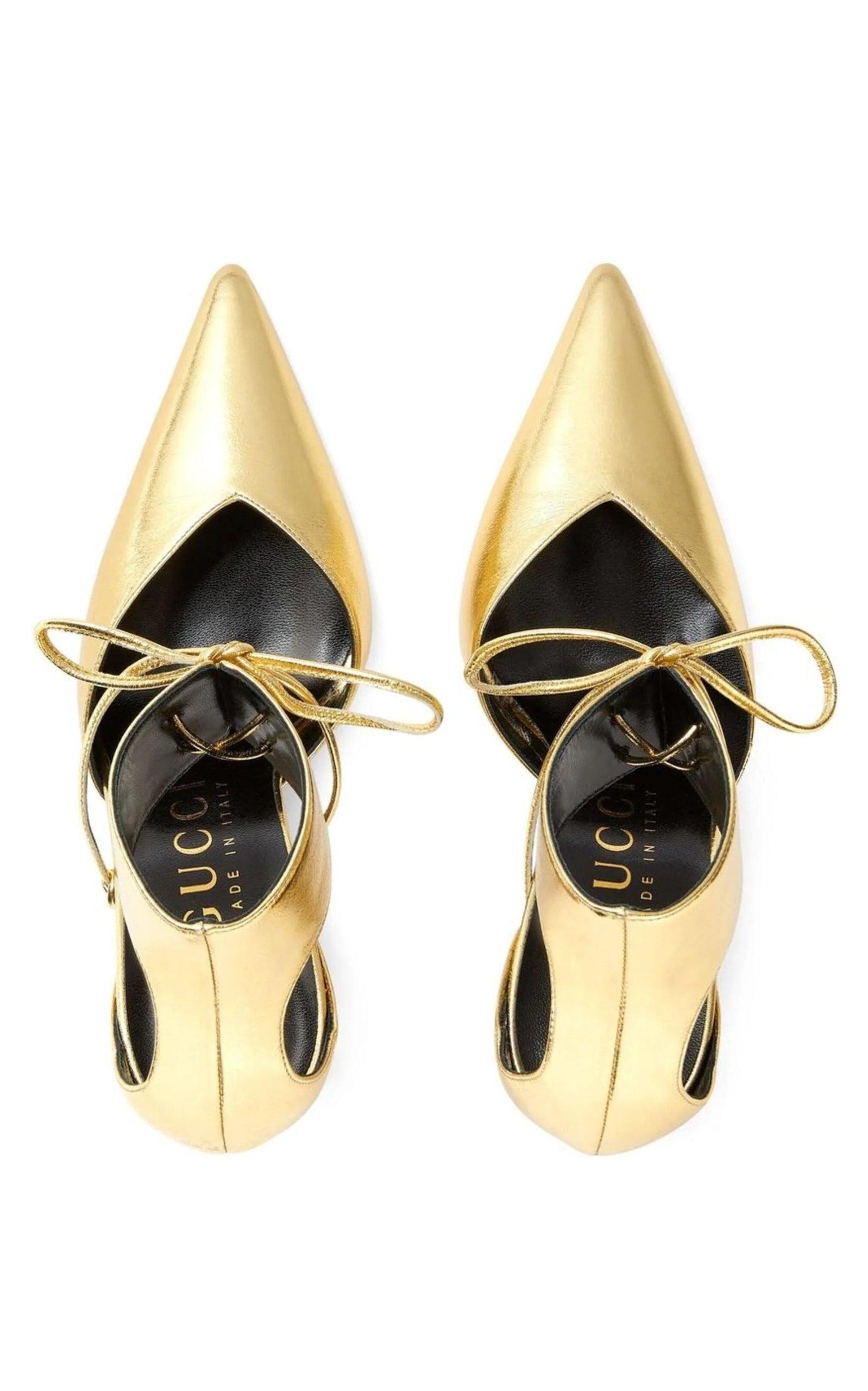 Gucci pumps gold hot sale
