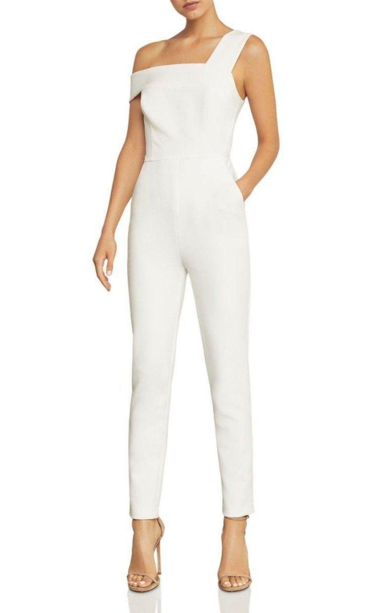 BCBGMAXAZRIA White Haida One shoulder Jumpsuit Lyst