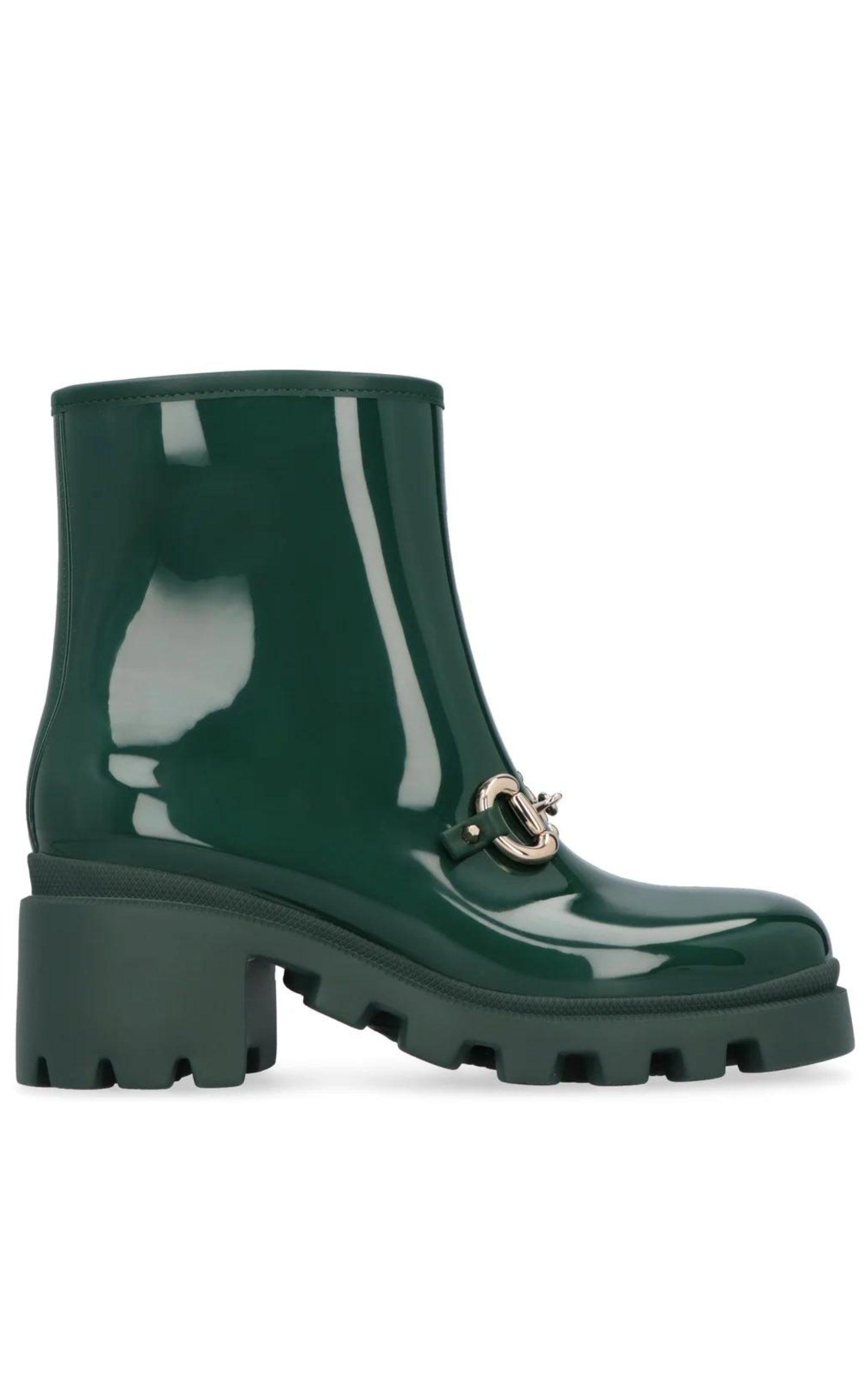Gucci Horsebit Detailed Heeled Rubber Rain Boots In Green Lyst