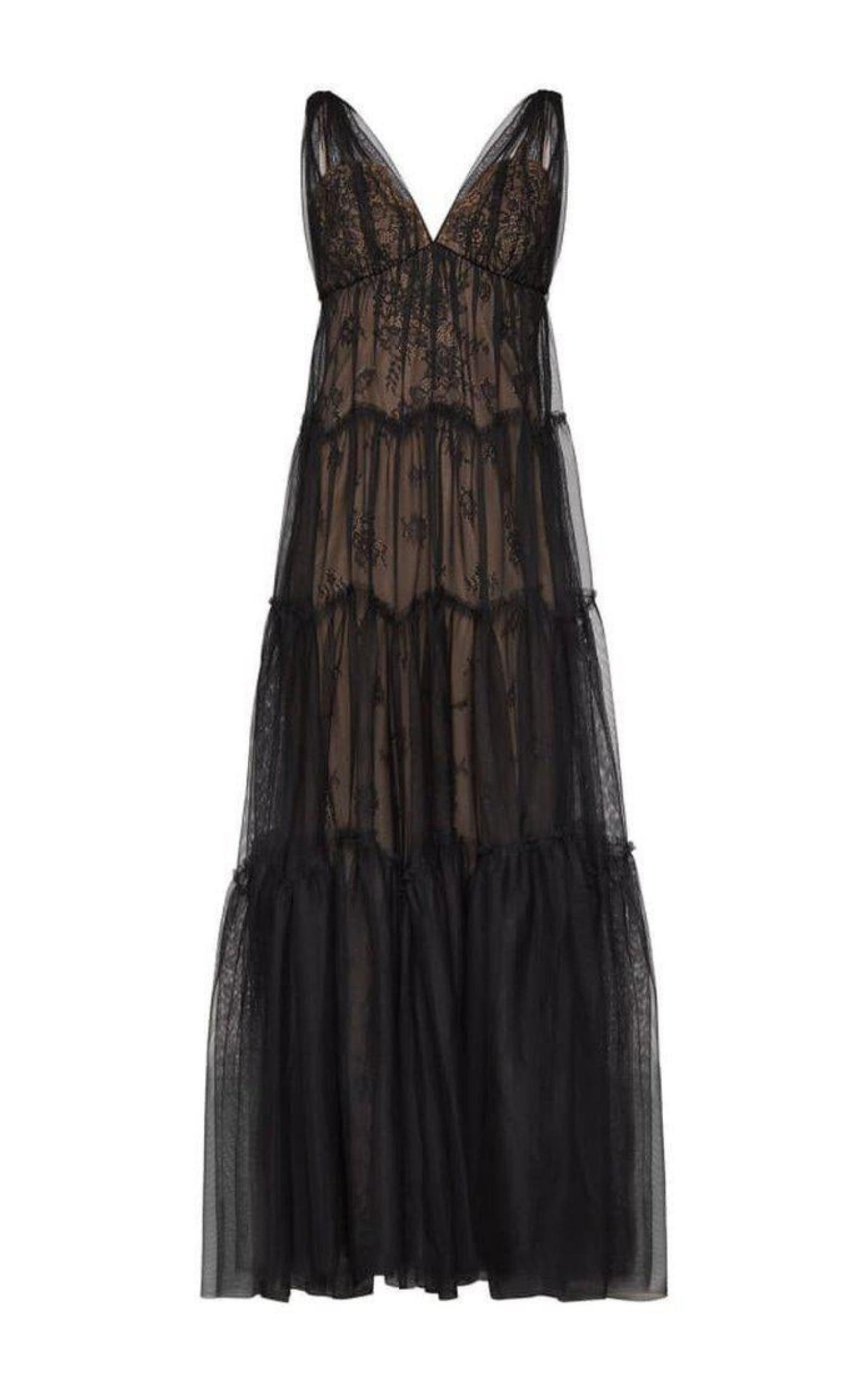 BCBGMAXAZRIA Lace Tulle Gown in Black Lyst