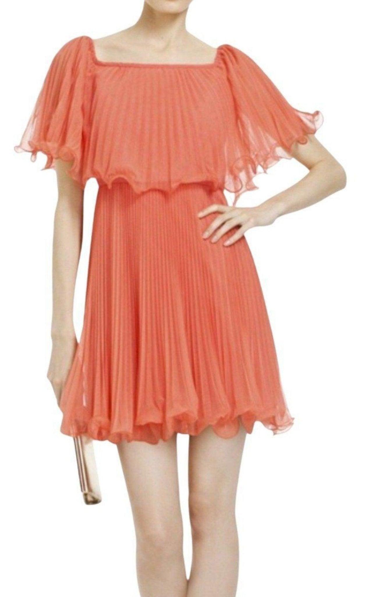 bcbg orange pleated dress bcbg maxazria pleated orange dress 0