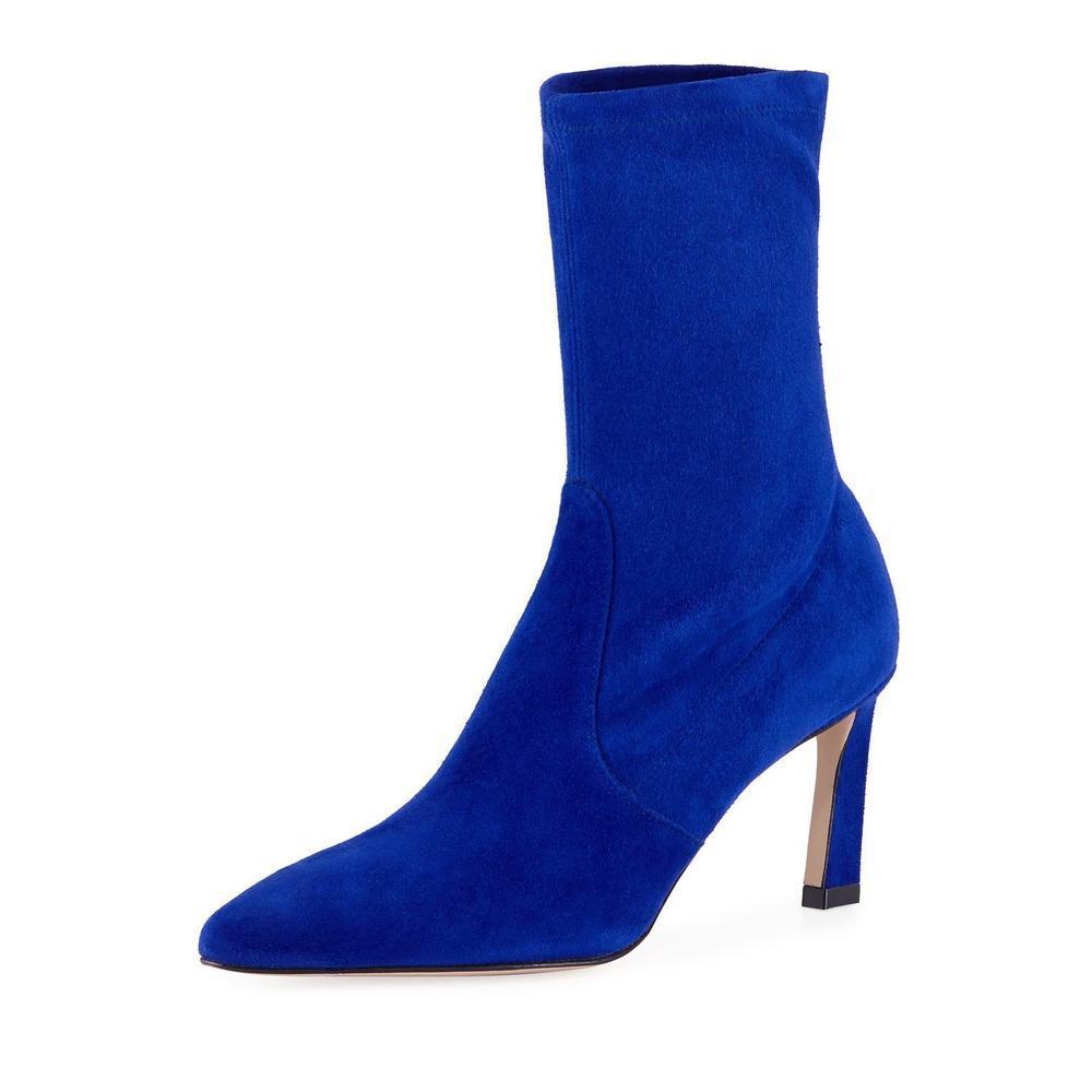 Stuart Weitzman Rapture 75 Suede Sock Bootie in Blue Violet (Blue ...