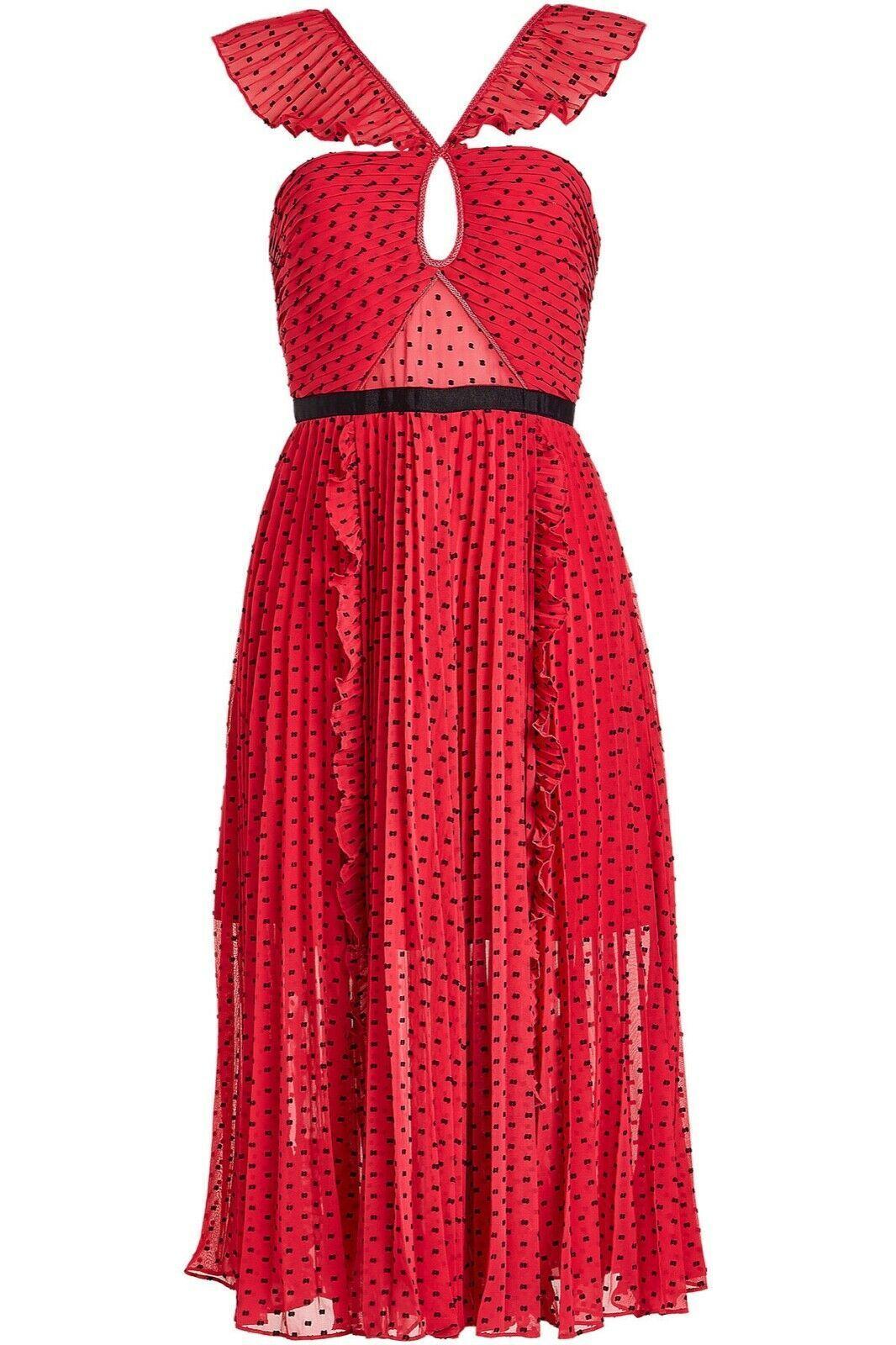 Self-Portrait Plumetis Chiffon Midi Dress in Fuchsia (Red) - Save 53% ...