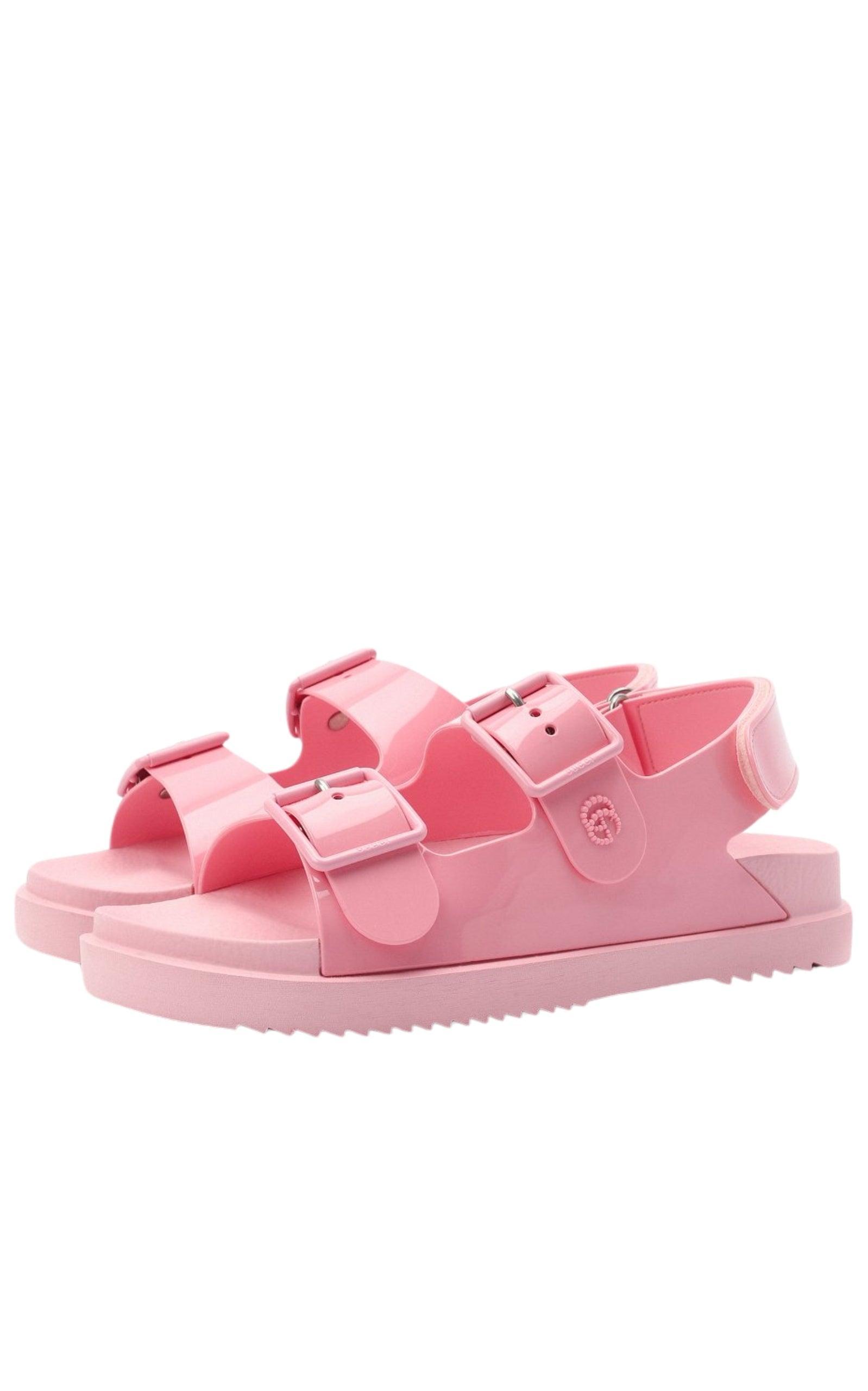 Gucci Double G Earmuffs Shearing Pink #293997G35B Gucci Double-G Thong Marmont Leather Sandal in Pink main image 2