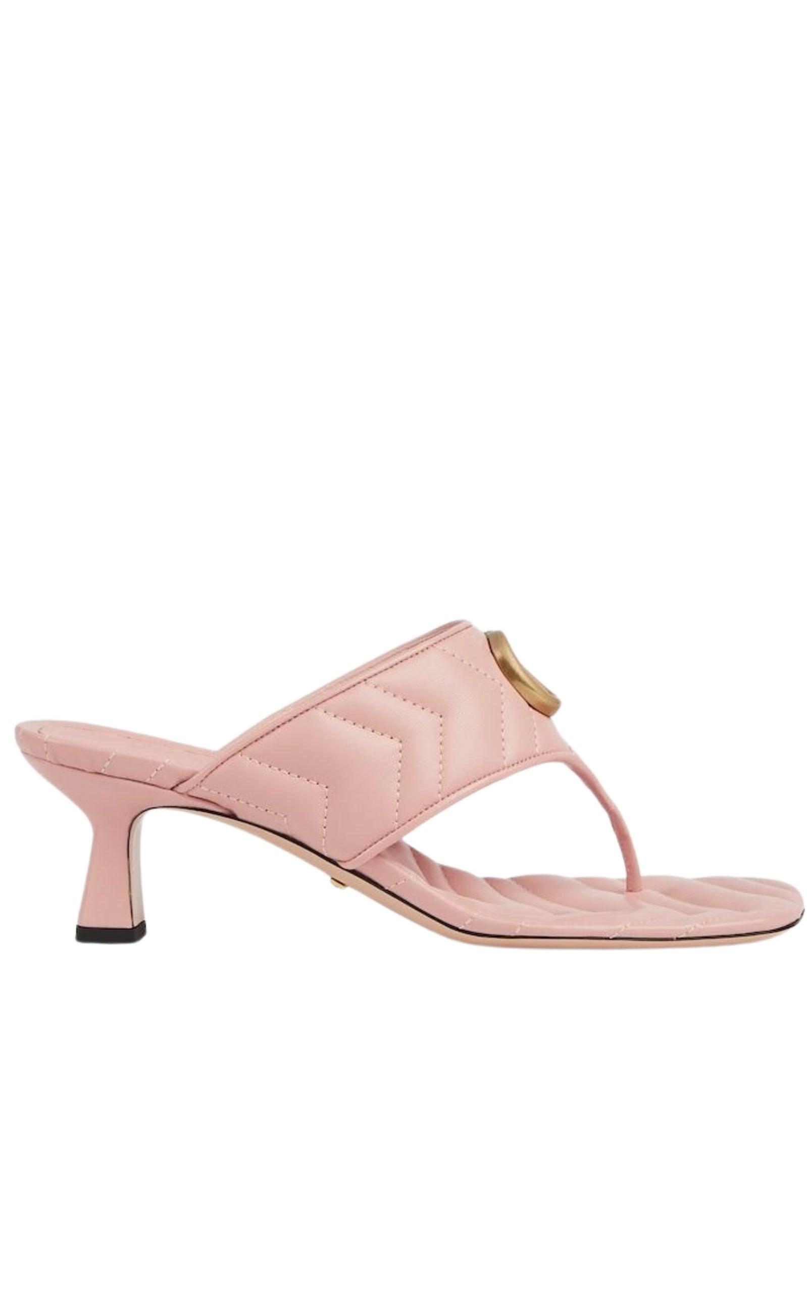 Gucci Double G Thong Leather Sandal in Pink | Lyst UK