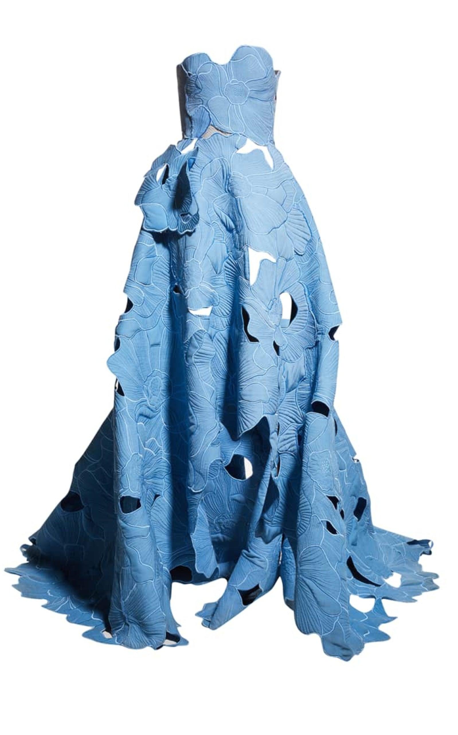 blue ruffle dress long sleeve Mac Duggal Women's Embellished Flare Mesh A-Line - - Size 8 MODEL INFO Model is Girls' Birthday Dresses for Condition:Excellent accessories (L)