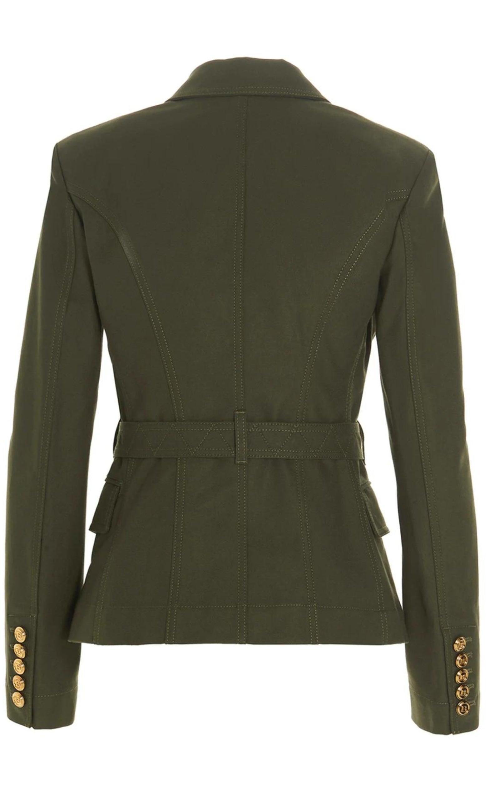 Balmain Belted Double-breasted Blazer Jacket in Green Lyst UK