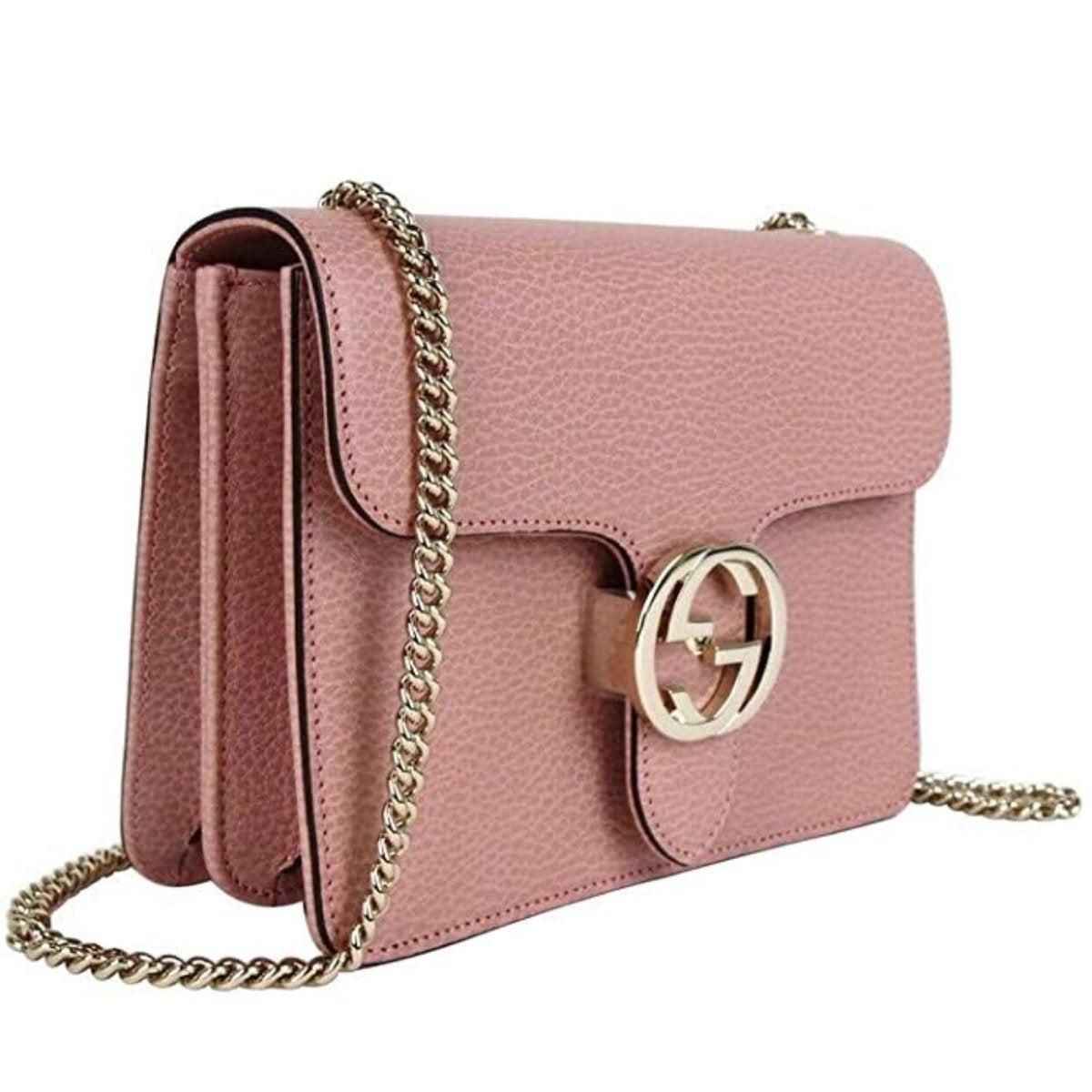 Gucci Soft Pink Leather Interlocking G Chain Crossbody Bag | Lyst