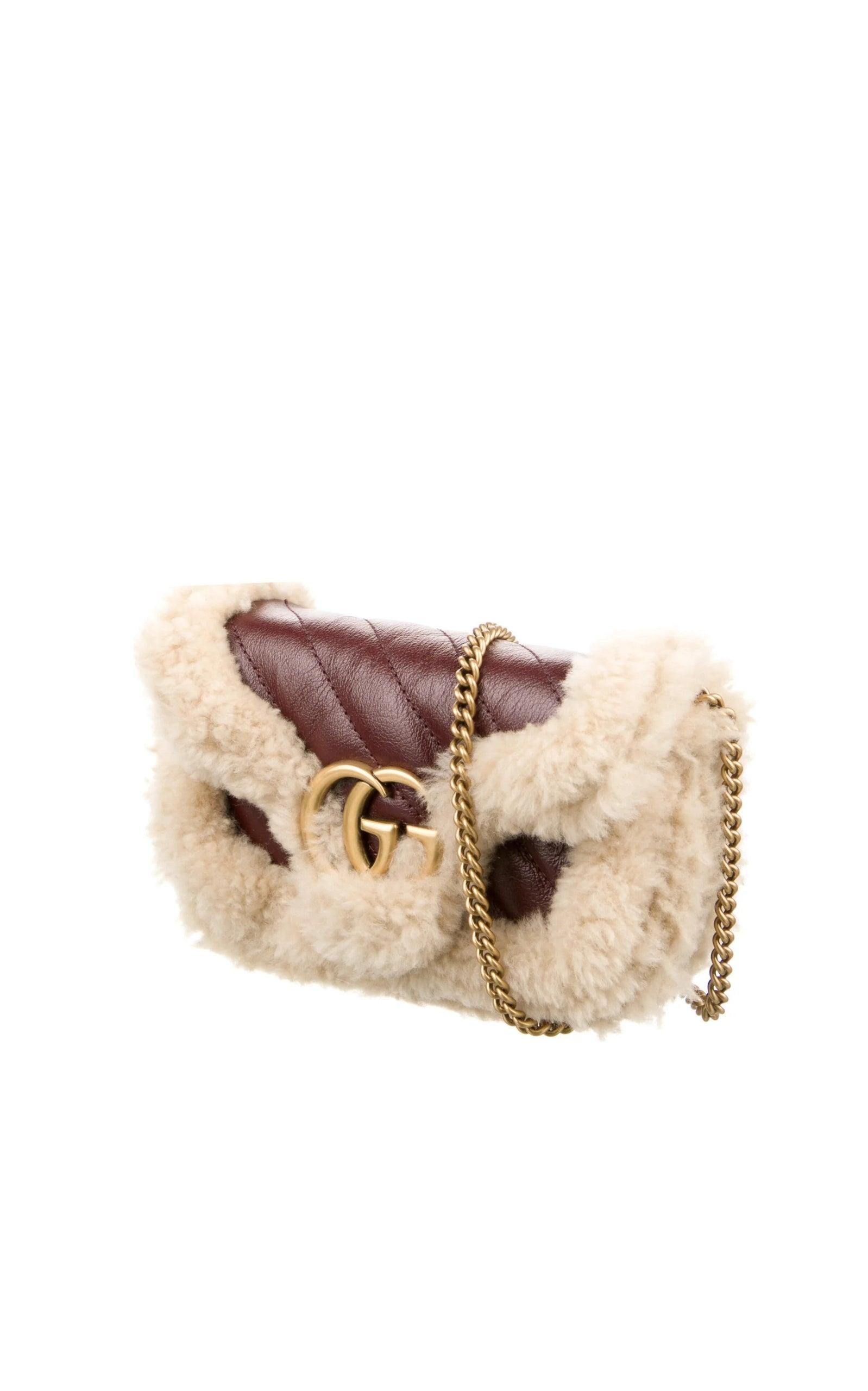 ショルダーバッグ・ポシェット Shearling Trim Super Mini GG Marmont Shoulder Bag Designer Gucci Super Mini Marmont Bags for Women - Up to 41