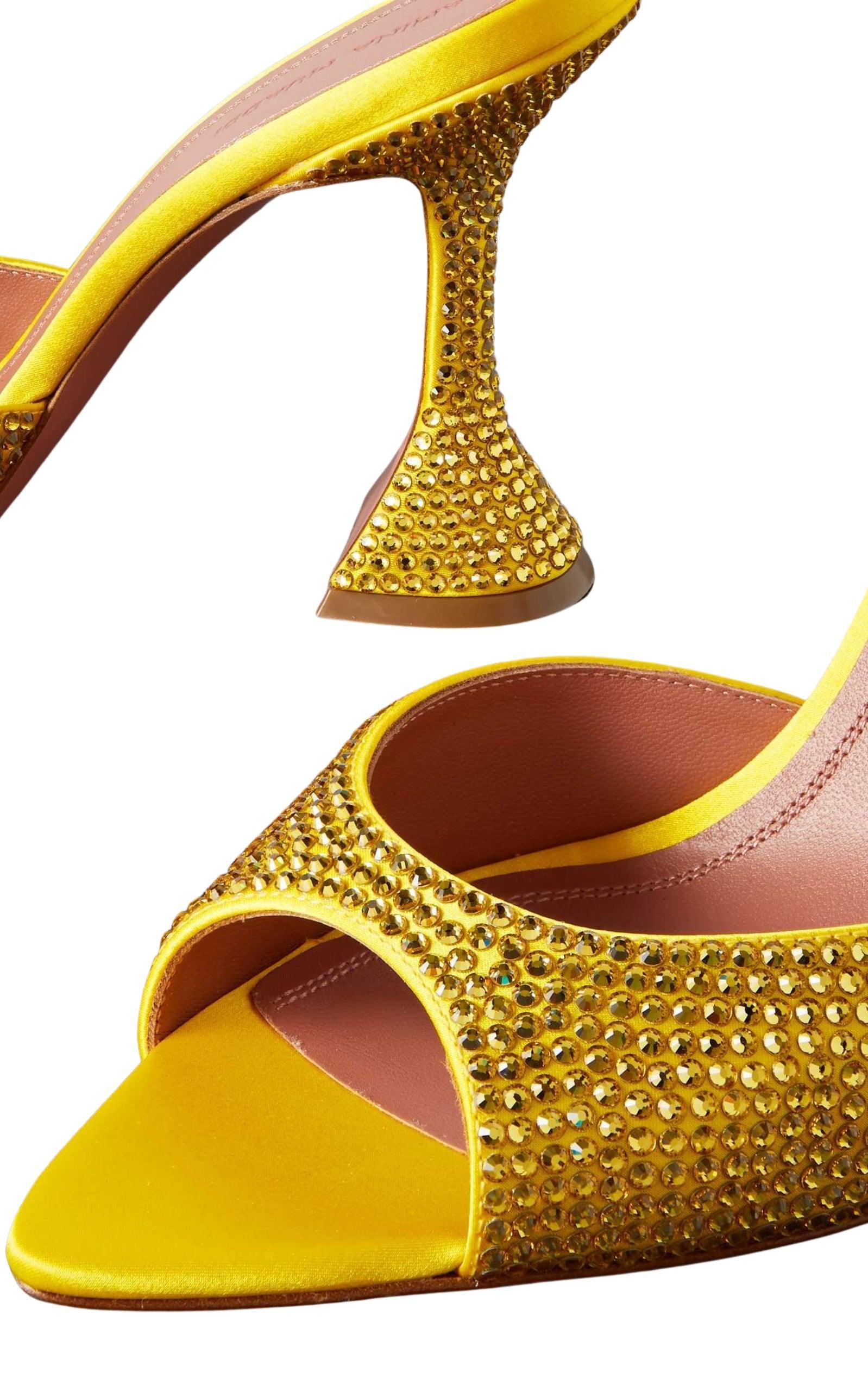 AMINA MUADDI Crystal-embellished Caroline Mules in Yellow Lyst