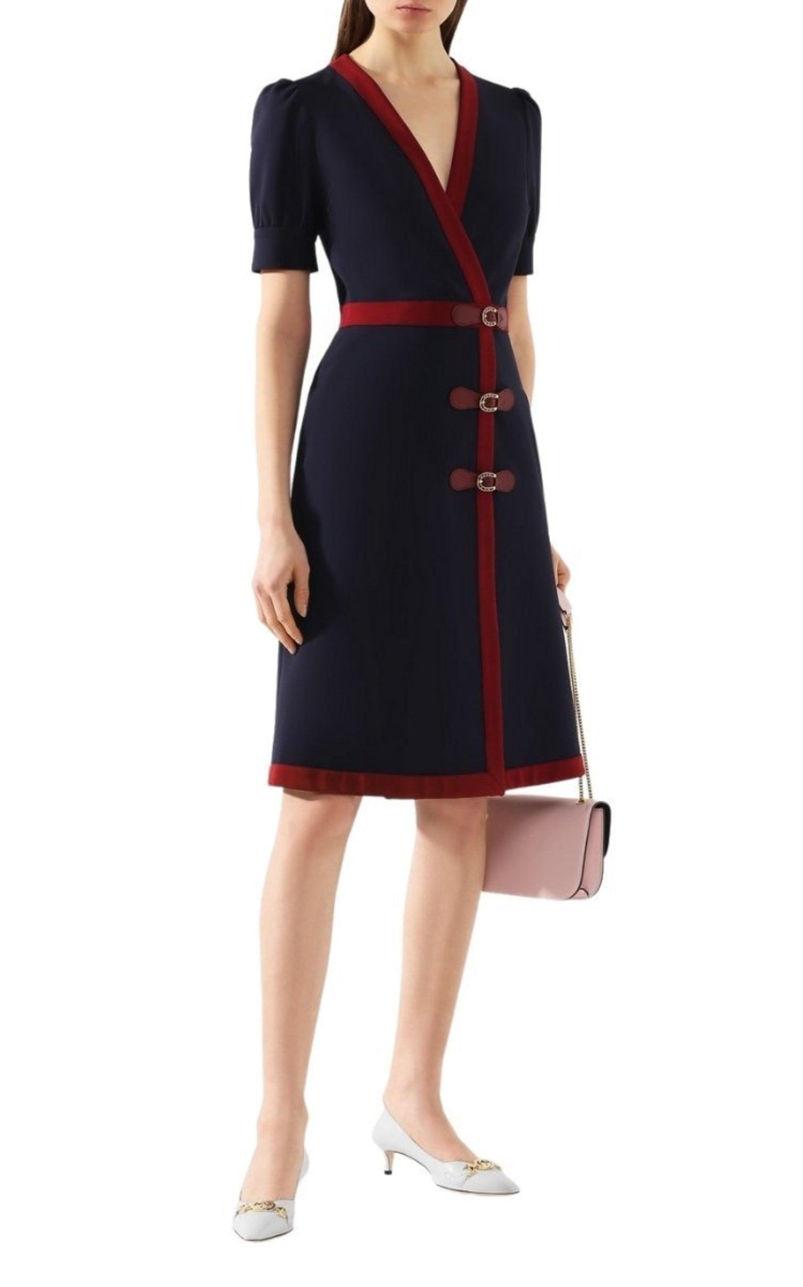 Gucci Fitted Navy Blue Dress | Lyst