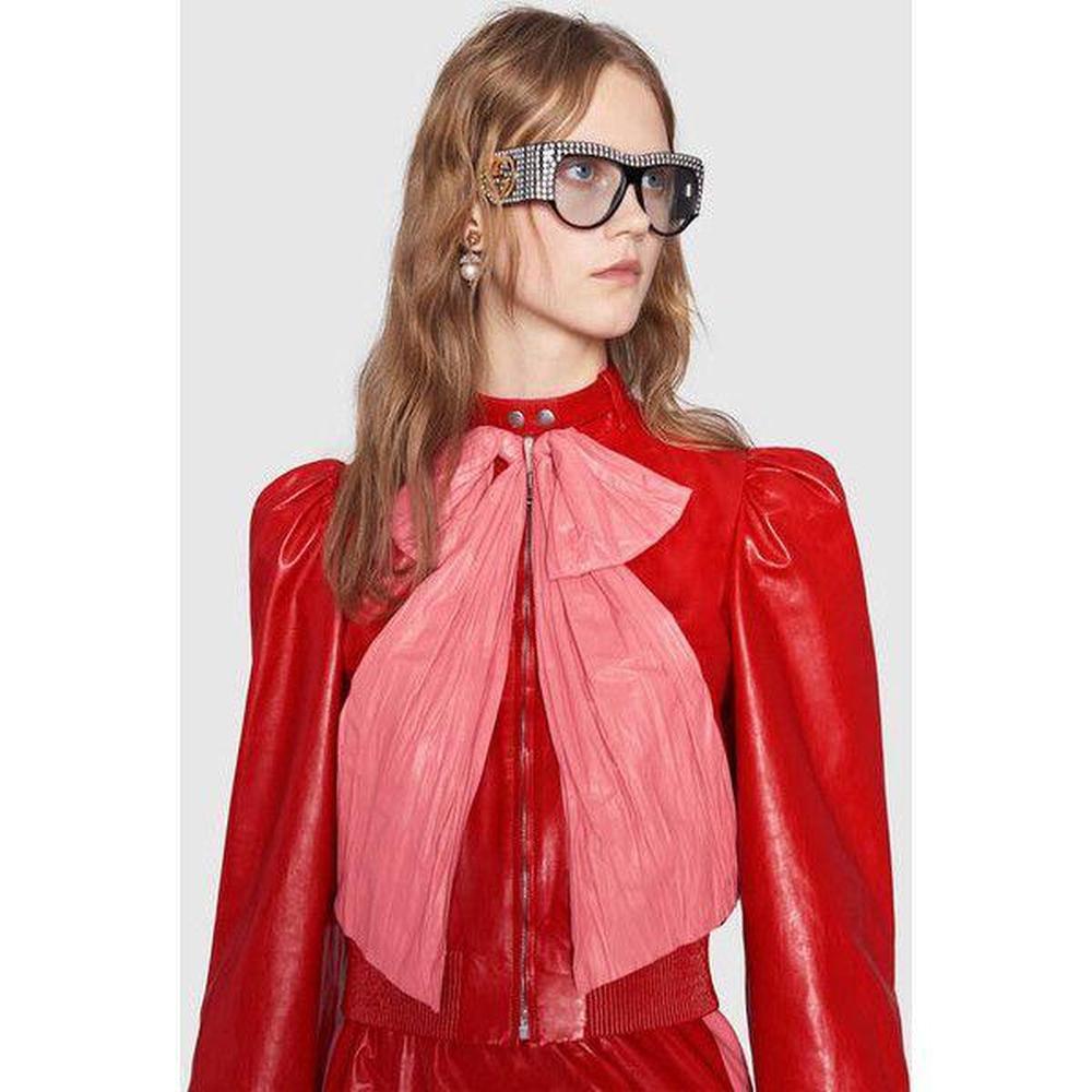 gucci bow leather jacket