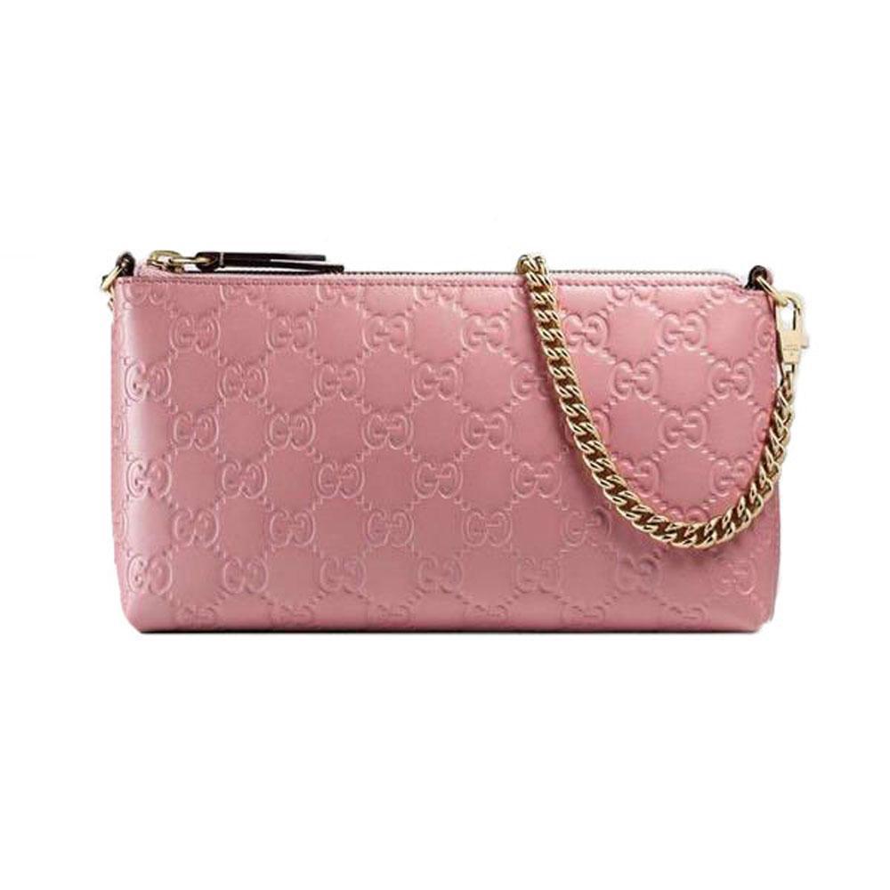 Gucci Signature Pink Leather Wristlet Wallet - Lyst