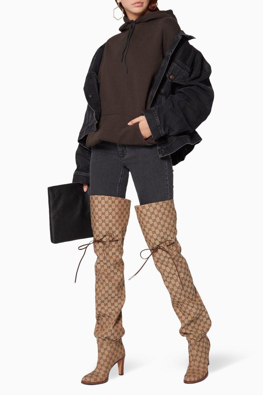gucci red thigh high boots