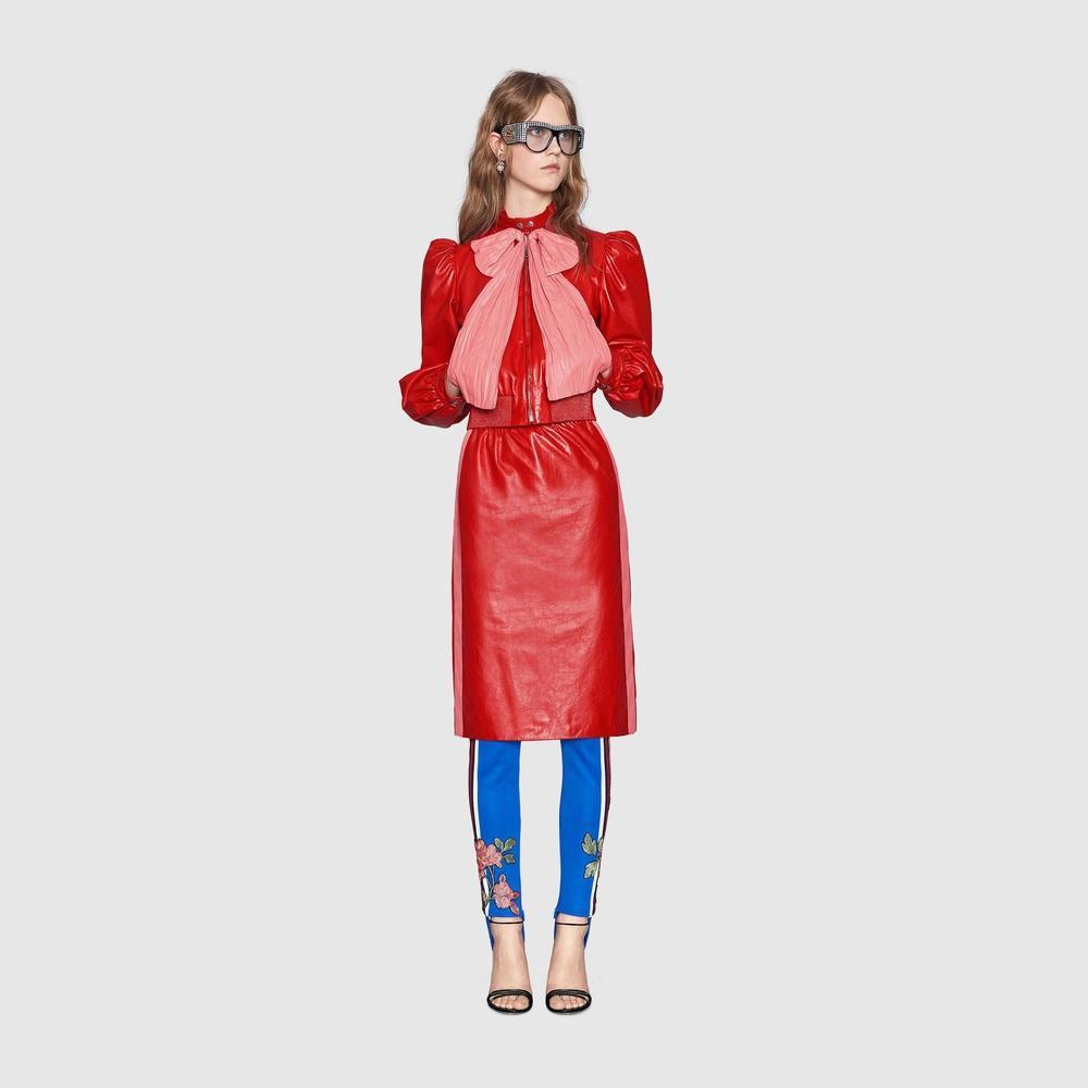 gucci bow leather jacket