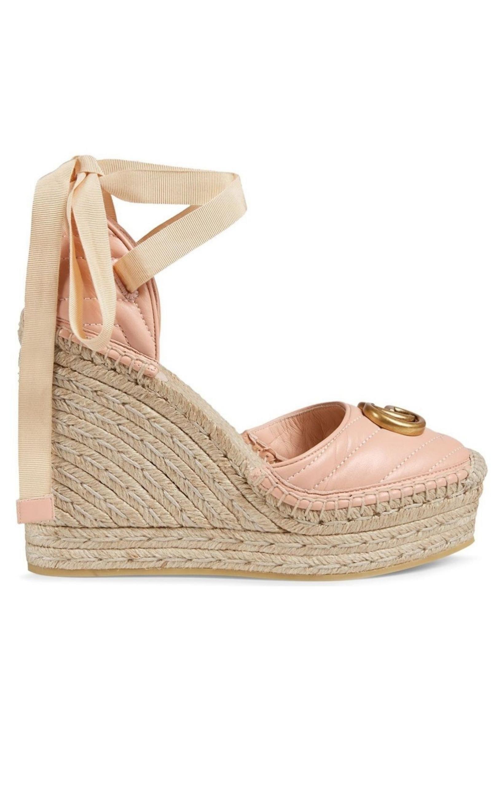 Gucci Leather Matelasse Platform Espadrilles in Natural Lyst