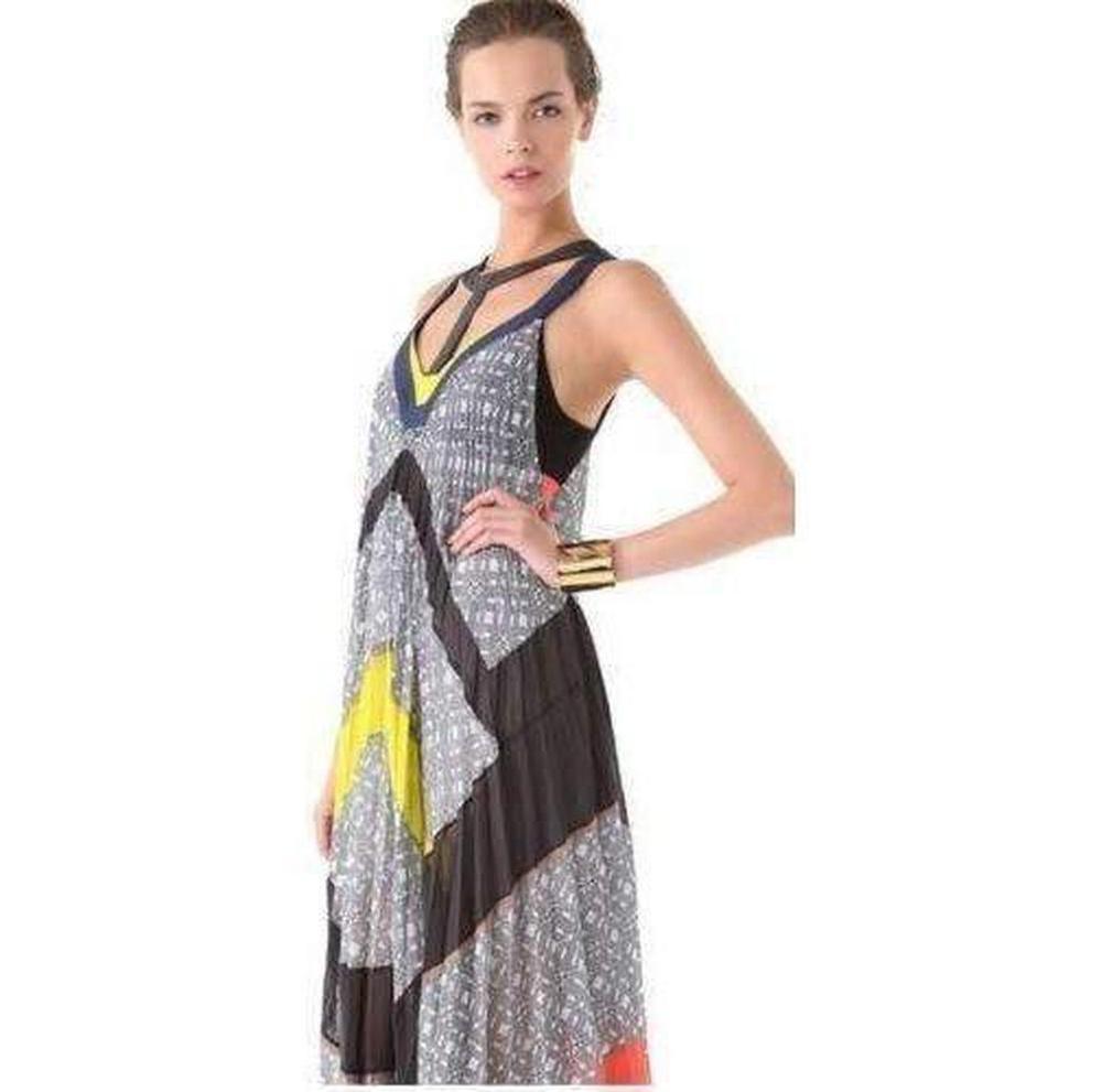 BCBGMAXAZRIA Runway The Ella Dress In Color Block Printed Silk | Lyst