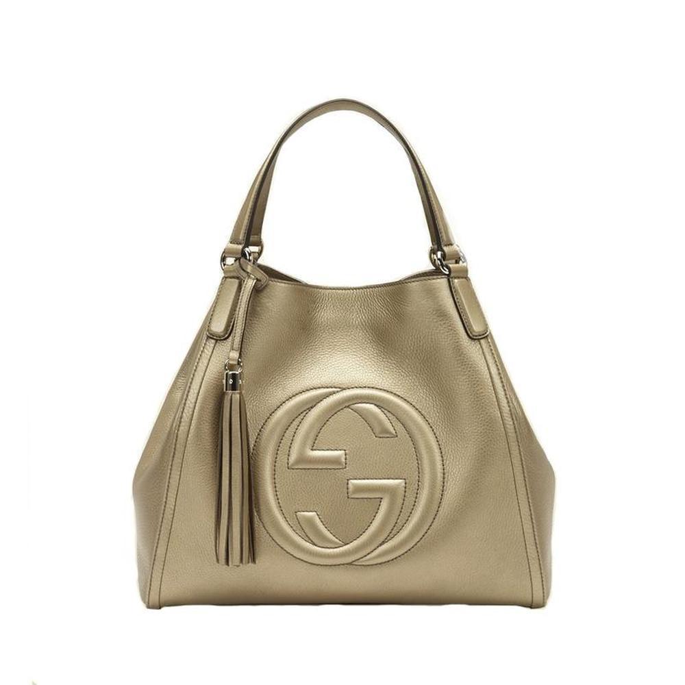 Gucci Soho Leather Medium Chain-strap Tote, Gold Beige - Lyst